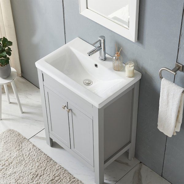 Winston Porter Jorien 24" Small Grey Free Standing Single Bathroom ...